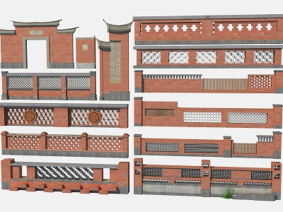 New Chinese-style Enclosure Wall Landscape Wall model