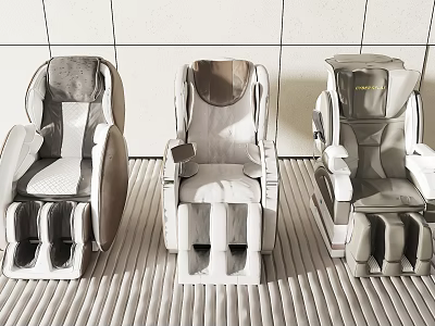Three Modern Massage Chairs With Unique Designs In Interior Environment 3d model