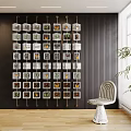 Decorative Plant Specimens Wall Display In Modern Interior With White Chair