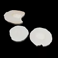 Three Fresh White Round Plant Slices on Black Background Close Up