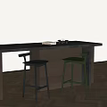 Modern Black and Green Bar Stools With Stylish Contemporary Counter Design
