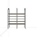 Sturdy Metal Frame Open Shelf Unit With Four Tier Wooden Shelves For Home Storage