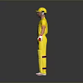 Cricket Player In Yellow Uniform With Helmet And Cricket Bat Standing