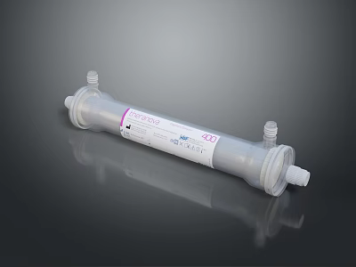 Industrial Filter Cartridge With Transparent Housing And Connection Ports For Filtration 3d model