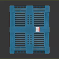 Blue Plastic Pallet with Grid Design and Red Label for Logistics Storage Use 3d model