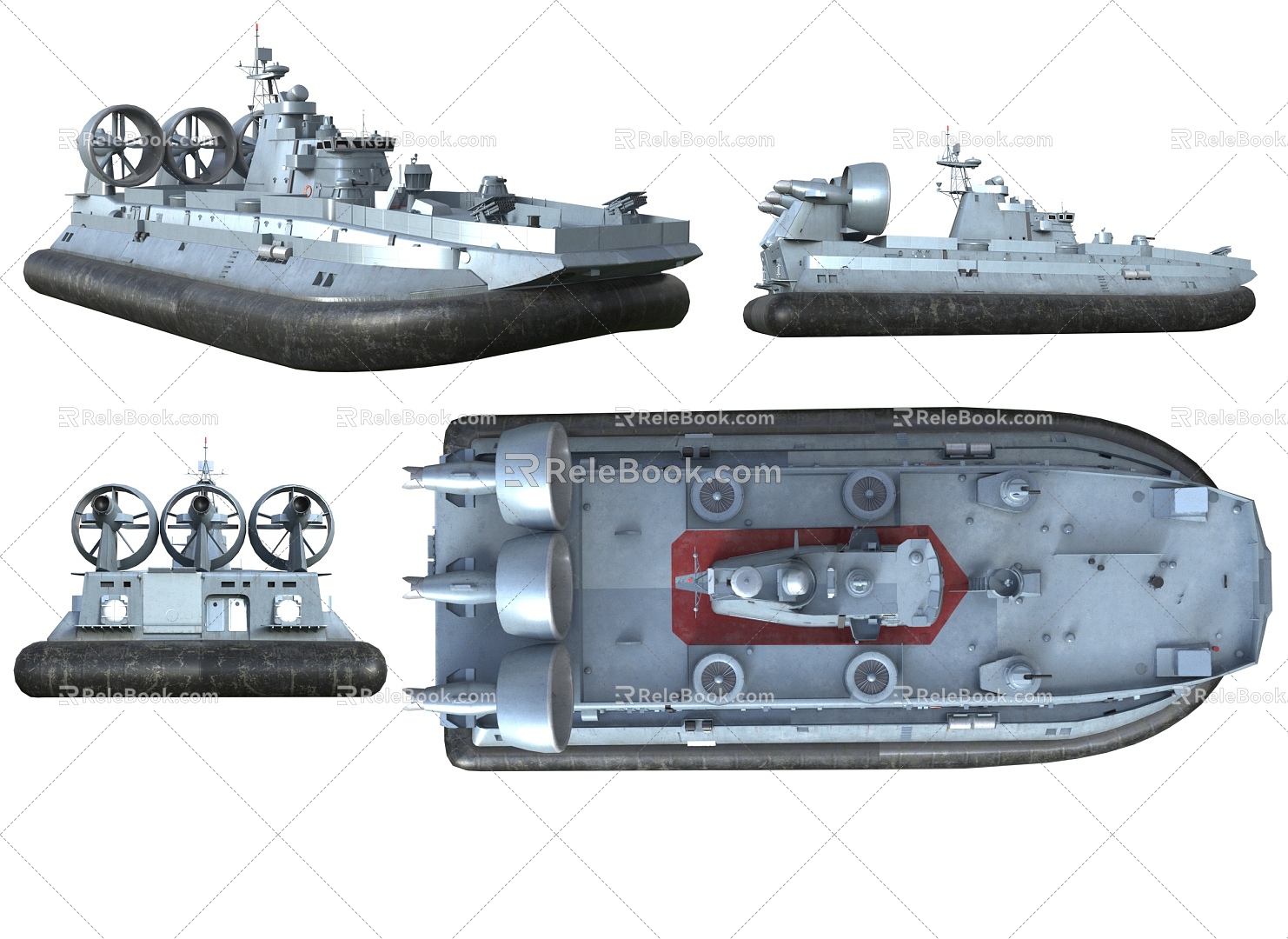 Modern hovercraft amphibious landing ship landing craft ship landing craft air cushion 3d model