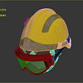 Game Movie Character Wearing Yellow Safety Helmet With Silver Stripes Black Visor And MTR Logo