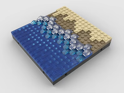 Building Blocks Model With Blue Water Sand And Clear Crystal Pieces 3d model