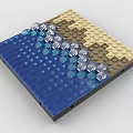 Building Blocks Model With Blue Water Sand And Clear Crystal Pieces