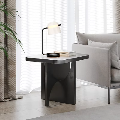 Modern Style Side Table With Table Lamp And Books In Living Room With Natural Light 3d model