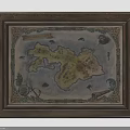 Ornate Framed Furniture Wall Art with Vintage Map Design and Decorative Anchor Scroll Details