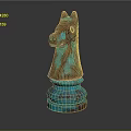 Chess Knight Piece With Blue Green Red Vintage Design For Board Game Entertainment