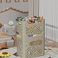 Stackable Storage Baskets With Cartoon Patterns For Stuffed Toys In Kids Room Home Living Supplies