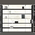 Modern Luxury Wine Cabinet With Glass Shelves LED Lighting Marble Backboard And Decorations