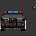 Green and White Police Car With Red Blue Lights And Detailed Design