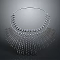 Silver Household Decorative Ornament With Circular Beads And Hanging Wavy Chains