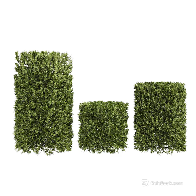 Neatly Trimmed Green Bushes In Various Sizes For Garden Landscaping 3d model 
