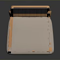 Wooden Single Chair With Woven Backrest And Padded Seat Modern Design