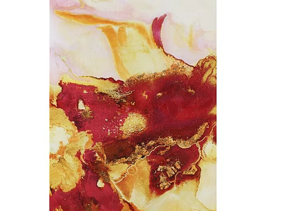 Vibrant Framed Abstract Painting With Red Gold Swirls And Artistic Textures 3d model