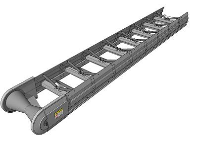 Industrial Slat Conveyor with Long Metal Structure and Multiple Slats for Material Handling 3d model