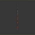 Decorative Fantasy Sword Featuring Red and Black Spiral Patterns Textured Blade and Unique Design