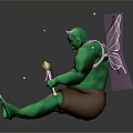 Green Chubby Fairy Character With Pink Wings Magic Wand And Colorful Sparkles Sitting
