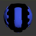 Sleek Black And Blue Computer Peripheral With Gear Shaped Design And Glowing Accents