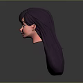 Cute Cartoon Character Head With Purple Long Hair 3D Model Design