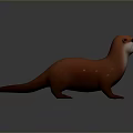 Realistic Red Otter 3D Model Rendered On Gray Background With Detailed Fur