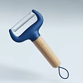 Practical Kitchen Peeler With Blue Plastic Handle And Wooden Grip Hanging Loop 3d model