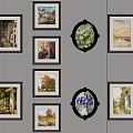Artistic Wall Gallery Featuring Framed Paintings In Various Shapes And Styles