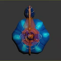 Blue And Orange Decorative Household Item With Transparent Body And Horn Accent