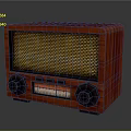 Vintage Red Wooden Radio With Knobs Dial And Mesh Front Panel