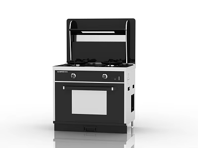 Modern Black And White Kitchen Appliance With Gas Stove Oven And Control Knobs 3d model