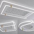 Modern Geometric Ceiling Light With LED Strips And Golden Metal Accents