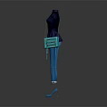 Dark Blue Turtleneck Long Sleeves Blue Ripped Jeans Cuffed Hems Teal Crossbody Bag Blue Heels