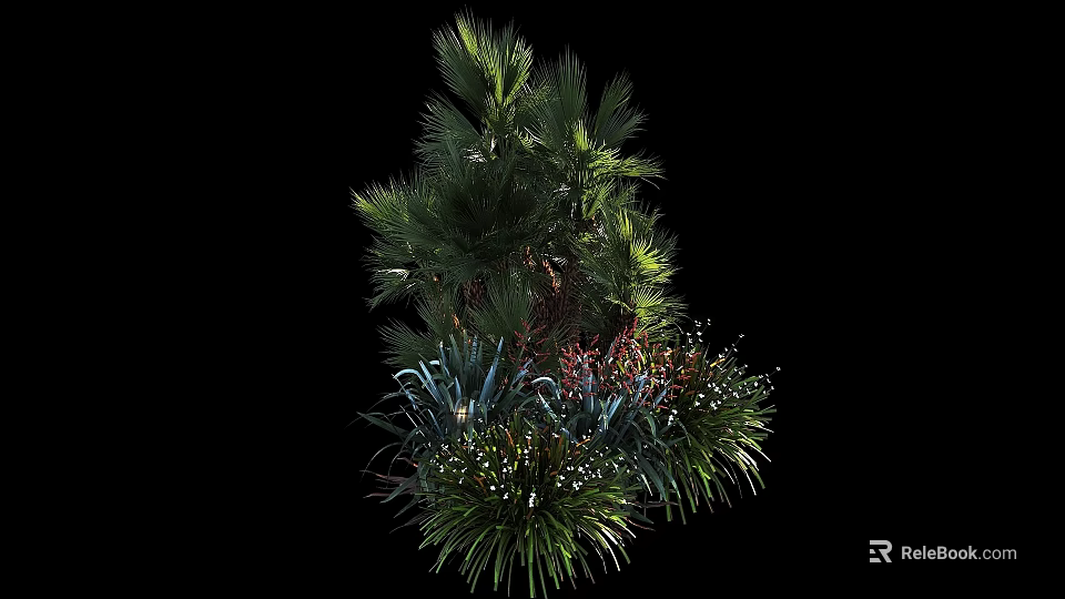 Vibrant Garden Shrub Boasting Lush Green Foliage And Red Leaf Accents 3d model 