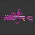 Futuristic Rifle With Scope Orange Gray Color Mechanical Design And Shiny Finish Reflection