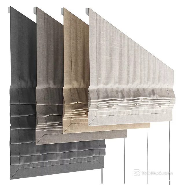 Modern Curtains Design With Multiple Colors Fabric Panels And Elegant Styles 3d model 