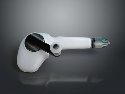 White Handheld Equipment With Black Component Colored Tip And Hole Design 3d model