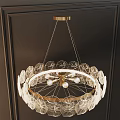 Modern Clear Glass Chandelier With Gold Metal Frame And Hanging Decorative Pieces