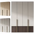 Modern Wardrobe Interior Design With Wooden And Light Colored Panels And Metal Handles
