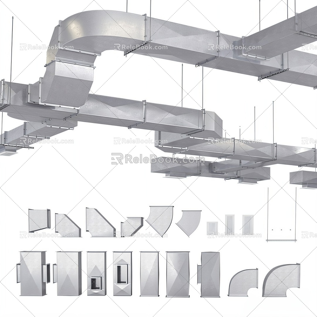 Industrial air duct ceiling ventilation duct 3d model