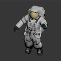 3D Model Of Astronaut Running In White Spacesuit With Gold Helmet And Blue Gloves 3d model