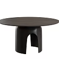 Dark Wooden Round Dining Table With Unique Column Base And Open Cutout Design