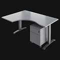 Modern L shaped Office Desk with Adjustable Height Legs Ergonomic Chair and Storage Cabinet
