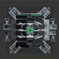 Futuristic Silver Spear Design With Green Glowing Lines And Tech Structure Details