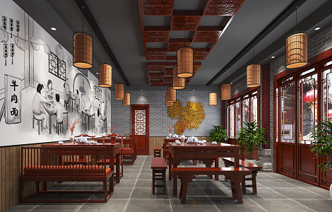 Chinese Restaurant Marinated Meat Shop 3d model