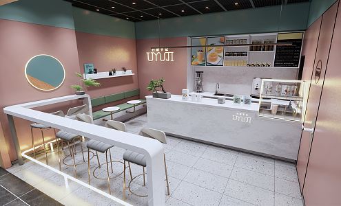 Modern Milk Tea Shop Sweet Shop Coffee Shop 3d model