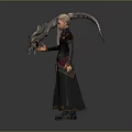 Decorative Toy Character With Silver Weapon And Ornate Clothing Design